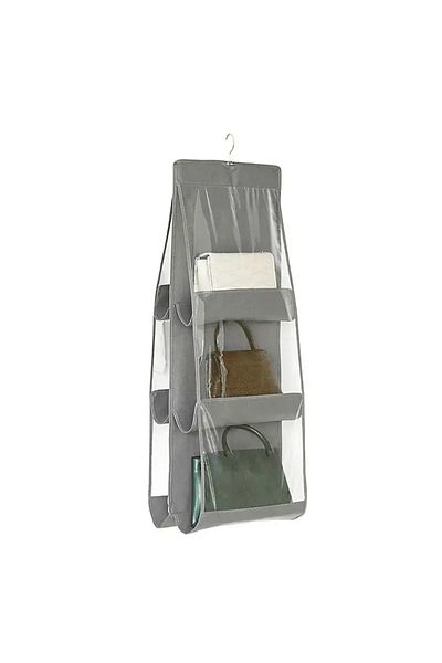Choice Dark Gray 1pc Black/grey Bag Storage Handbag Hanging Organizer Dust Bag With 6 Pockets Hanging Bag W