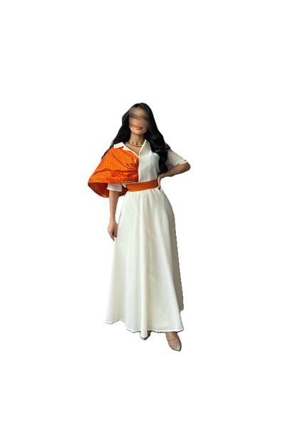 outline Elegant white orange midi jalabiya