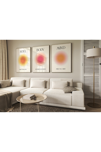 POSTER Aura Temalı 3'lü Çerçevesiz Poster Seti, Mind Body Soul Pinterest Poster