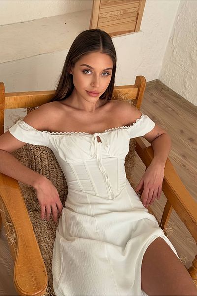 Pissos Φόρεμα Midi Corset Style Mermaid - Δαντέλα με επένδυση με λεπτομέρεια γιακά