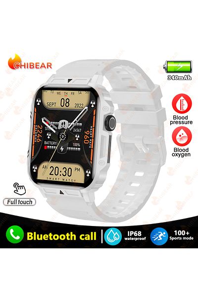 ChiBear Outdoor Military Silver 2024 New 1.95 Outdoor Military Man Smart Watch Men Bluetooth Call Smartwatch