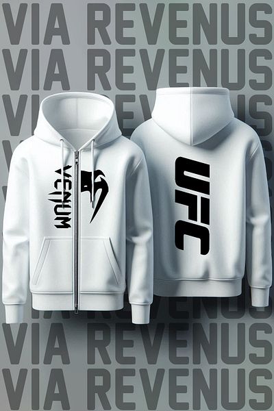 Vordevia Ufc Front and Back Printed Unisex Zippered Hooded Sweatshirt Cardigan
