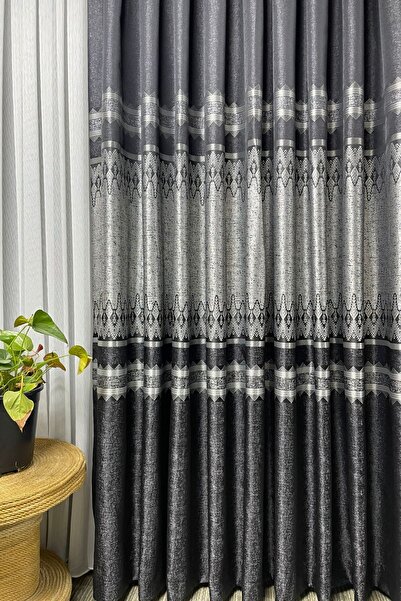 Cortibo Anthracite Venice 1 to 3 Close Pleated Board Background Curtain