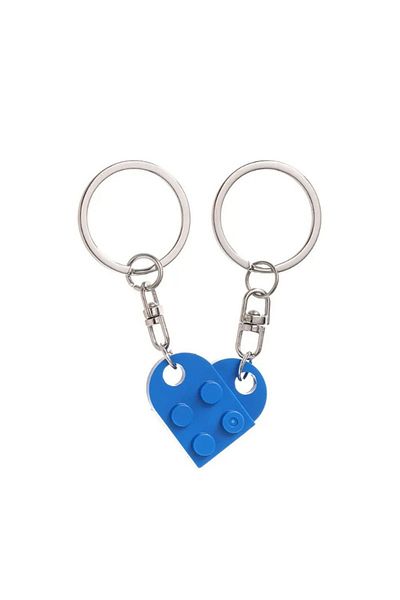 Choice Blue 2PCS Fashion Separable Jewelry Gifts Couples Friendship Building Block Keychains Key Ring Key B
