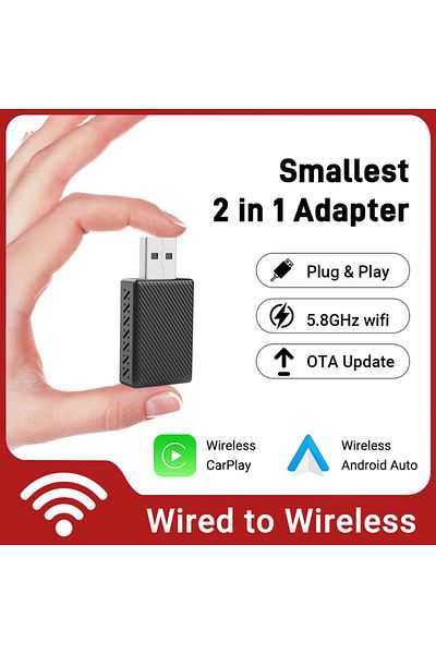 Choice carplay and auto 2in1 Wireless Carplay Adapter Android Auto Smart Dongle Mini Box  Plug And Play For