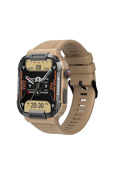 Choice Khaki MEVADEN 1.85 Outdoor Military Smart Watch Men Bluetooth Call Smartwatch For Android IOS IP68 W