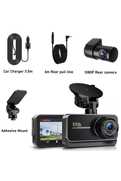 Choice6 كاميرا أمامية للسيارة بدقة 4K مع واي فاي وبطاقة ذاكرة SD سعة 64 جيجاب...