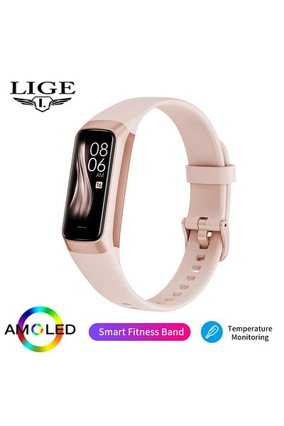 Choice pink LIGE Amoled Smart Watch Men 2024 Smart Band Women Heart Rate Blood Smartwartch Waterproof Smart