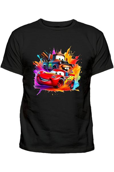 Efendioğlu Design Lightning Mcqueen and Mater Printed Color Cotton Children's T-Shirt