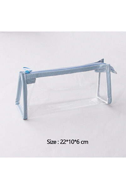 choice2 حقيبة أقلام شفافة زرقاء ذات سعة كبيرة وحقيبة أقلام بسيطة وحقيبة مستحض...