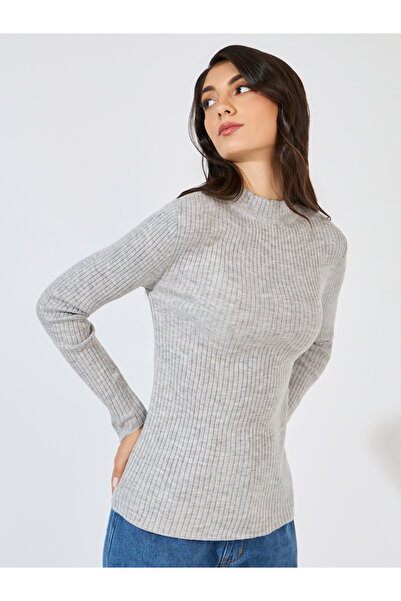 Styli Ribbed Fitted Regular Length High Neck Sweater