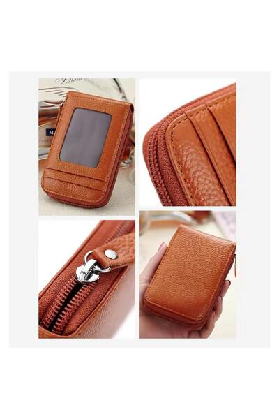 baellerry Unisex 11 Compartment Genuine Leather Zippered Credit Card Holder Wallet