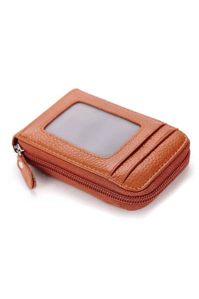 baellerry Unisex 11 Compartment Genuine Leather Zippered Credit Card Holder Wallet