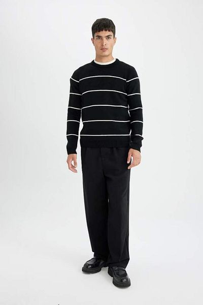 DeFacto Regular Fit Crew Neck Striped Knit Sweater
