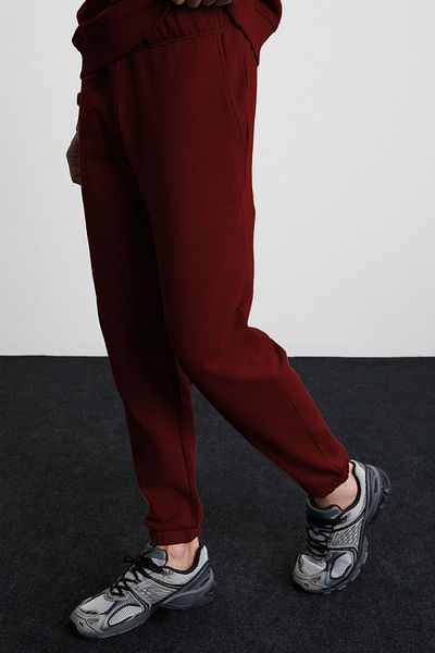 ruNadeS Claret Red Unisex Standard Fit Normal Cut 3 νημάτων Τσέπη Άνετο βαμβακερό Jogger Sweatpants