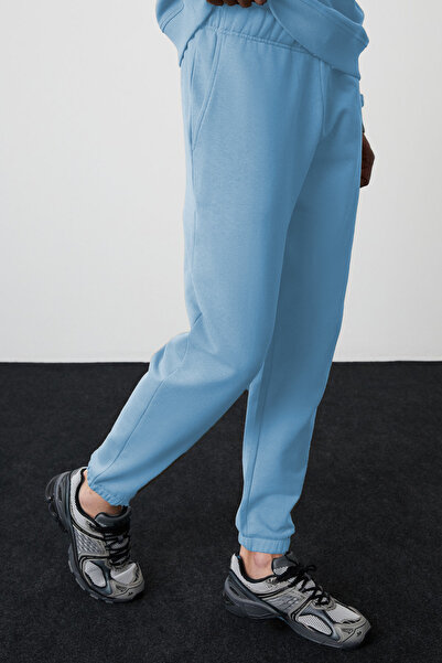 ruNadeS Μπλε Unisex Jogger Sweatpants - 3 τσέπες με κορδόνια, κανονική εφαρμογή και άνετο βαμβάκι