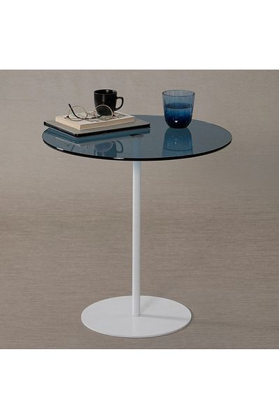 Generic Metal and glass side table 35x55 cm - white