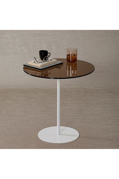 Generic Metal and glass side table 35x55 cm - white