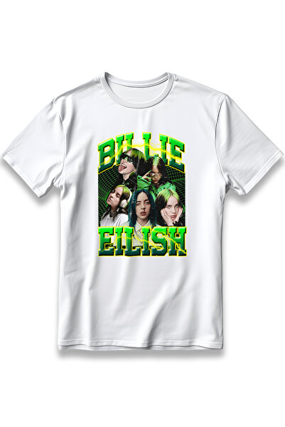 EZG Business Tricou unisex oversize Billie Eilish, 100% bumbac, cu broderie ș...