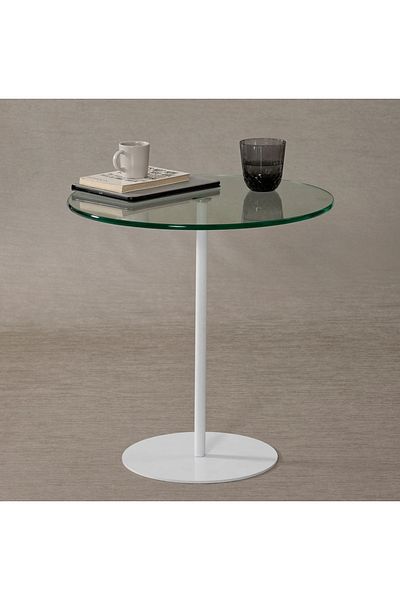 Generic Metal and glass side table 35x55 cm - white