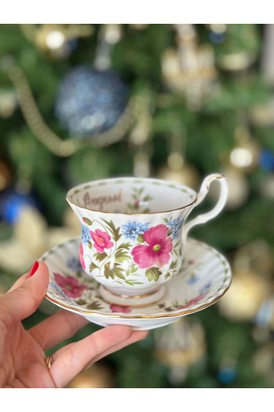 Royal Albert Months August August Gold Gilding Porcelain Colorful Flower Teacup Coffee