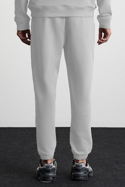 ruNadeS Ανδρικό λευκό Basic Standard Fit Normal Cut με 3 νήματα τσέπη Άνετο βαμβακερό παντελόνι Jogger