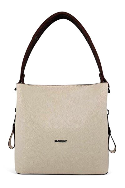 Evident Cream & Tan Zipper Detailed Women's Shoulder Bag with Puppy