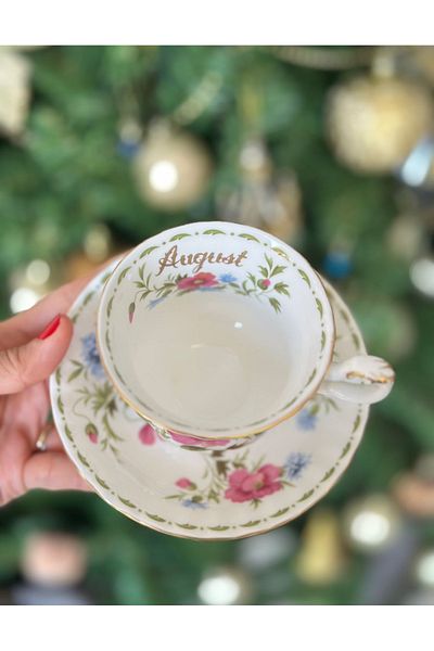 Royal Albert Months August August Gold Gilding Porcelain Colorful Flower Teacup Coffee