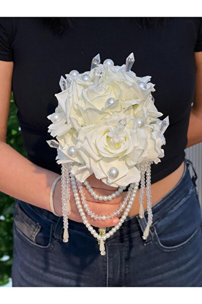 MEDUSA Kar Kristali Gelin Buketi ve Damat Yaka Çiçeği