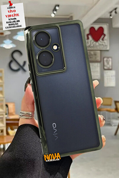 cepmoda Vivo V29 Lite Telefon Kılıfı Kamera Lens Korumalı Silikon Yanları Ren...