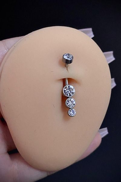 Blisse Piercing Women's Surgical Steel Row Stone Pendulum Model Belly Navel Piercing