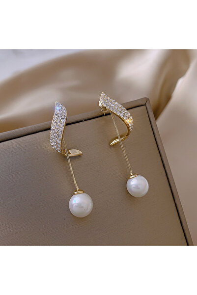 A New Classic Elegant Imitation Pearl Dangle Earrings For Women Crystal Long Tassel Exquisite Drop .