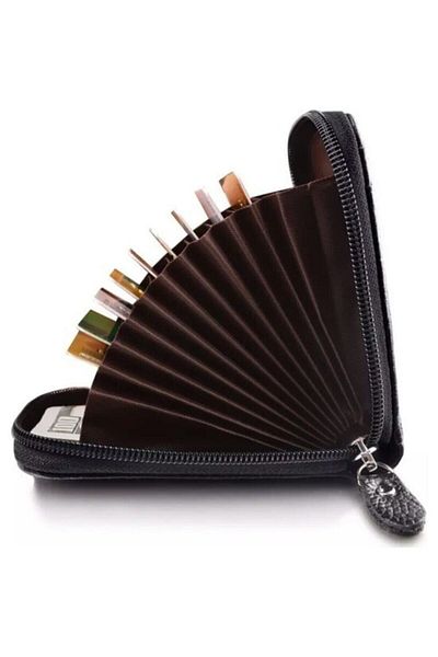 baellerry Genuine Leather 11 Compartment Credit Card Holder Men's and Women's Functional Wallets
