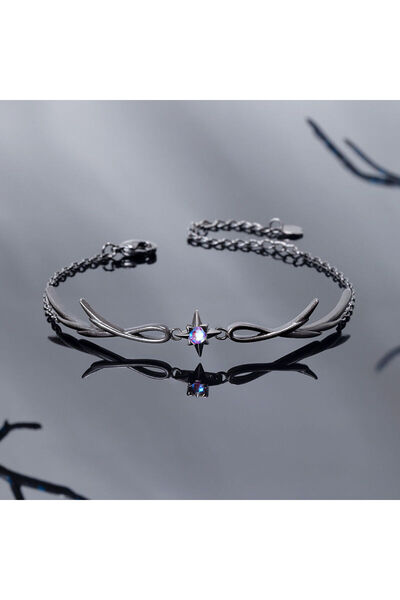 Choice AL13181-سوار نجمة من الزركون الأسود اللامع للنساء بتصميم بسيط على شكل ...