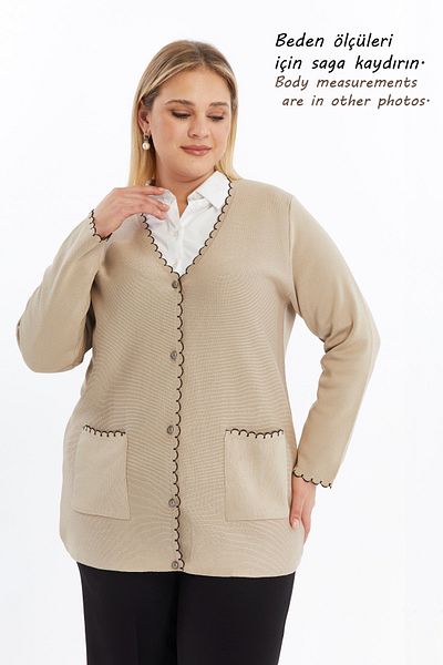 Laden Women's Steel Knit Knitwear Large Size Classic Non-Pilling Mother Cardigan