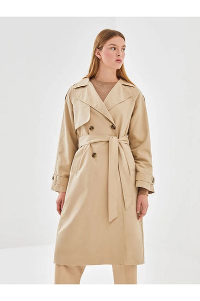 LC Waikiki Lcw Vision Beige Jacket Collar Women's Trench Coat