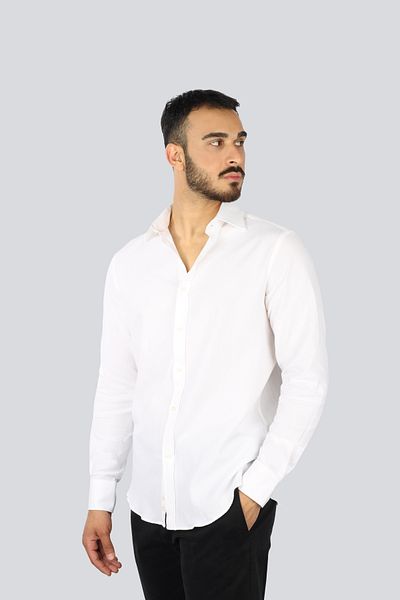 PAUL&SHARK Men's Regular Fit Cotton Cut Collar Long Sleeve White Shirt 25413012 Cf-010