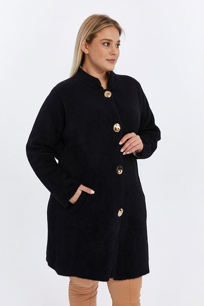Laden Knitwear Coat Large Size Women's Bearded Woolen Very Thick High Quality Long Winter Black Mother Cardigan