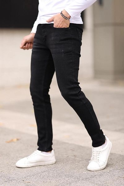 DOPPİO'N DENİM Ανδρικό μαύρο τζιν με στενή εφαρμογή Lycra Skinny Leg