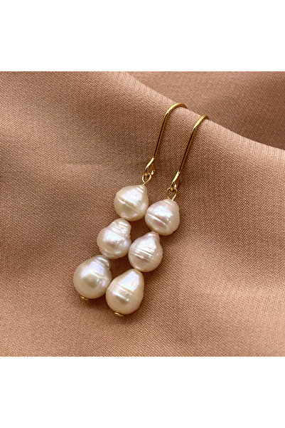 Choice أقراط لؤلؤ المياه العذبة الباروكية العصرية الجديدة E10205-01. أقراط طو...