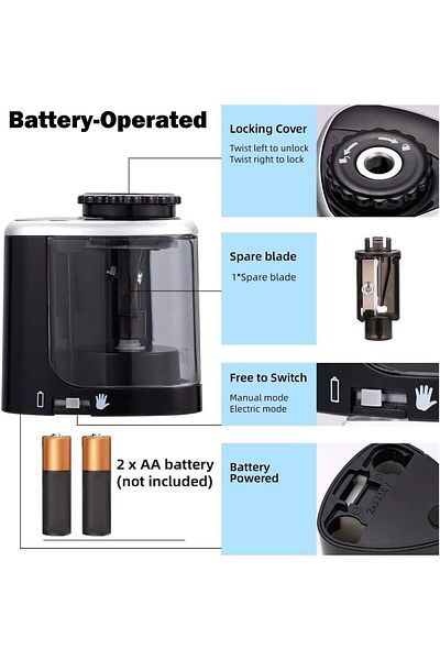fulina Electric Pencil Sharpener ,for 6-7.8mm Colored Pencils,Fast Sharpening, for School,Classroom,Office