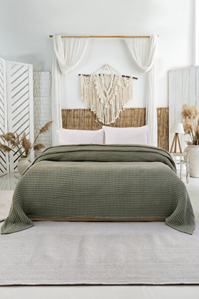 Cotanique Erica Çift Kişilik Yatak Örtüsü %100 Pamuk 210x230 cm Yeşil