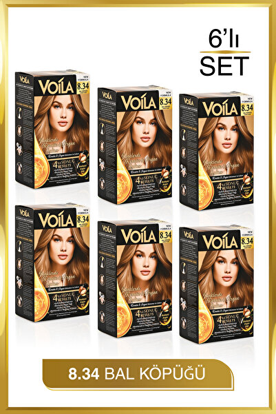 Voila Kadın 6lı Paket Keratin Kalıcı Bal Köpüğü 8.34 Saç Boyası