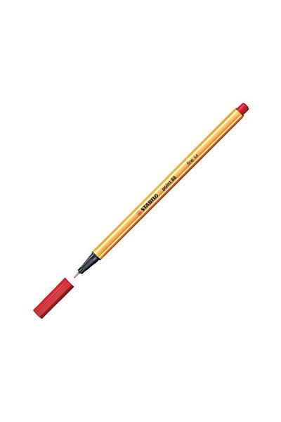 Stabilo Point 88 Fineliner Pen, 0.4 mm Tip, Red, Metal-Based Tip, Hexagonal Design