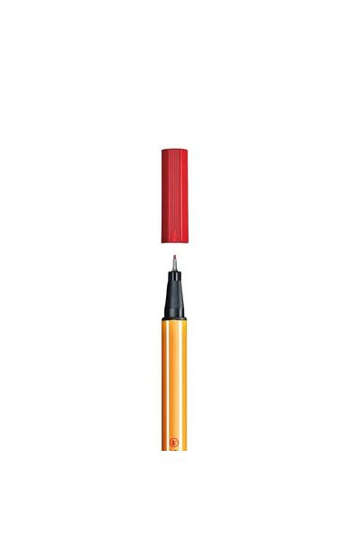 Stabilo Point 88 Fineliner Pen, 0.4 mm Tip, Red, Metal-Based Tip, Hexagonal Design