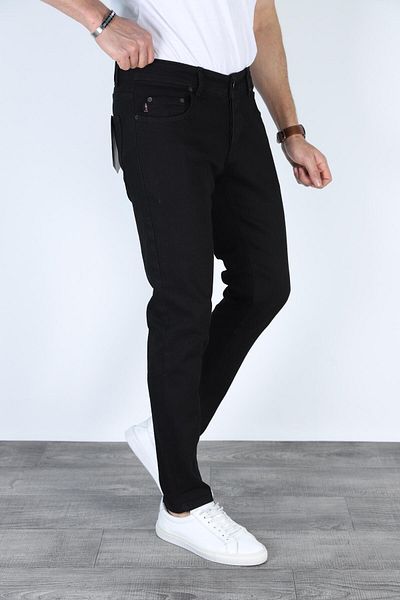 Ofzensport   Skinny Fit Men's Jeans - Straight Black with Lycra