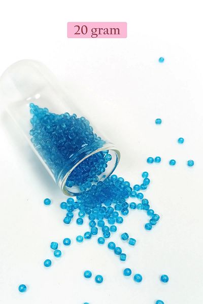 Royaleks Bulky Glass Sand Beads (8/0) 3 mm - 20 Grams - Transparent Sea Blue - Bnc180