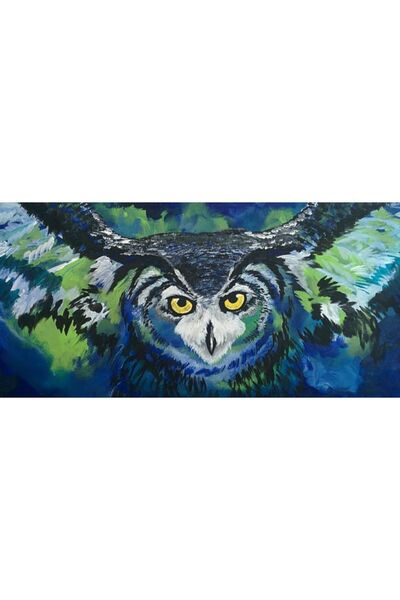 Sanat Markt Mavi Baykuş Tablosu Akrilik - 30x60cm