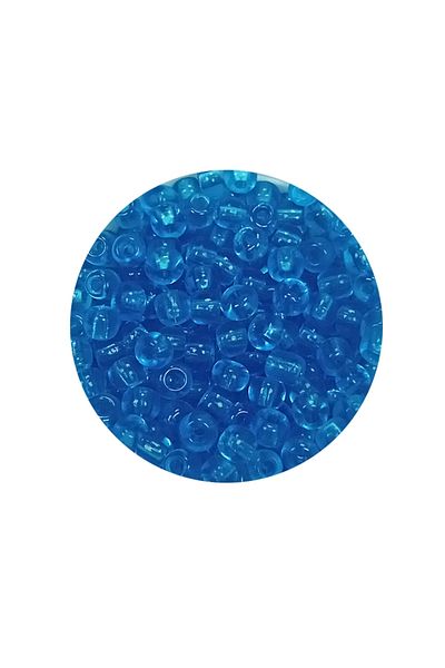 Royaleks Bulky Glass Sand Beads (8/0) 3 mm - 20 Grams - Transparent Sea Blue - Bnc180
