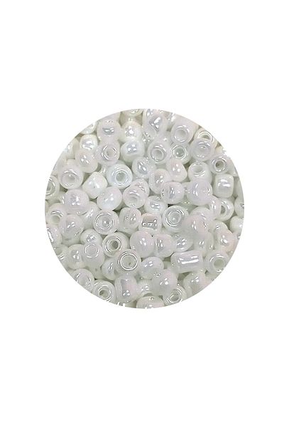 Royaleks Bulk glass sand beads (8/0) 3 mm - 60 grams - pearl white - bnc186